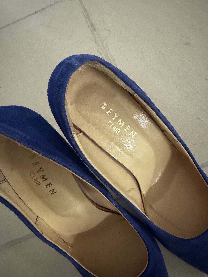 Mavi Süet Stiletto Kadın Ofis Ayakkabısı - Görsel 5