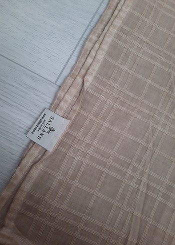 Bej Pliseli Keten Kadın Şal - Görsel 2