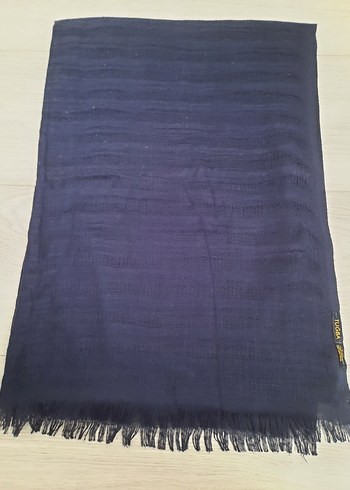 Lacivert Pileli Keten Kadın Şal - Görsel 3