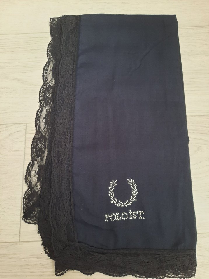 Dantel Detaylı Siyah Pamuklu Kadın Fular - Görsel 3