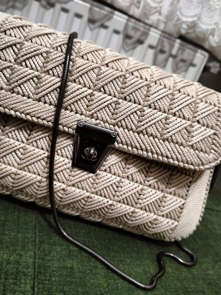 Bej Örgü Kadın Çanta - Görsel 2