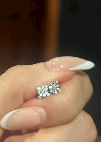 4 Karat Tektaş Pırlanta Küpe - Görsel 4