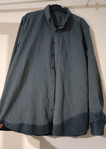 xl Beden Gri Pamuklu Erkek Gömlek, Uzun Kollu, Düğmeli