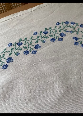 El işlemesi Vintage Avrupa Masa Örtüsü - Görsel 3