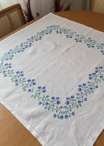 El işlemesi Vintage Avrupa Masa Örtüsü - Görsel 6