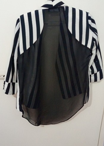 s Beden siyah Renk Zebra Desenli Düğmeli Siyah Beyaz Blazer