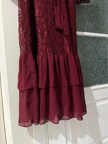 Bordo Uzun Elbise - Görsel 6