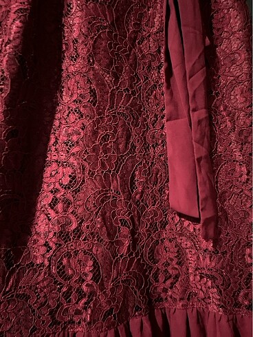 Bordo Uzun Elbise - Görsel 7