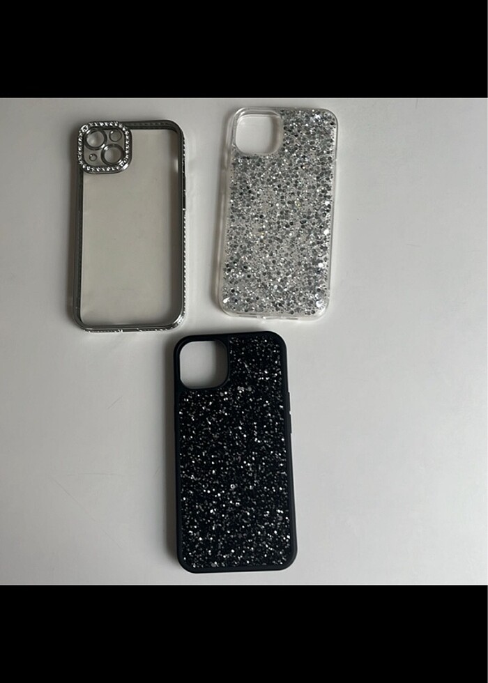 İPhone 13 Telefon Kılıfı kenarları taşlı şeffaf - Görsel 3