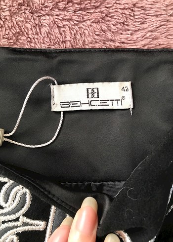 Bechetti İtalia Desenli Gri Midi Kalem Etek - Görsel 3