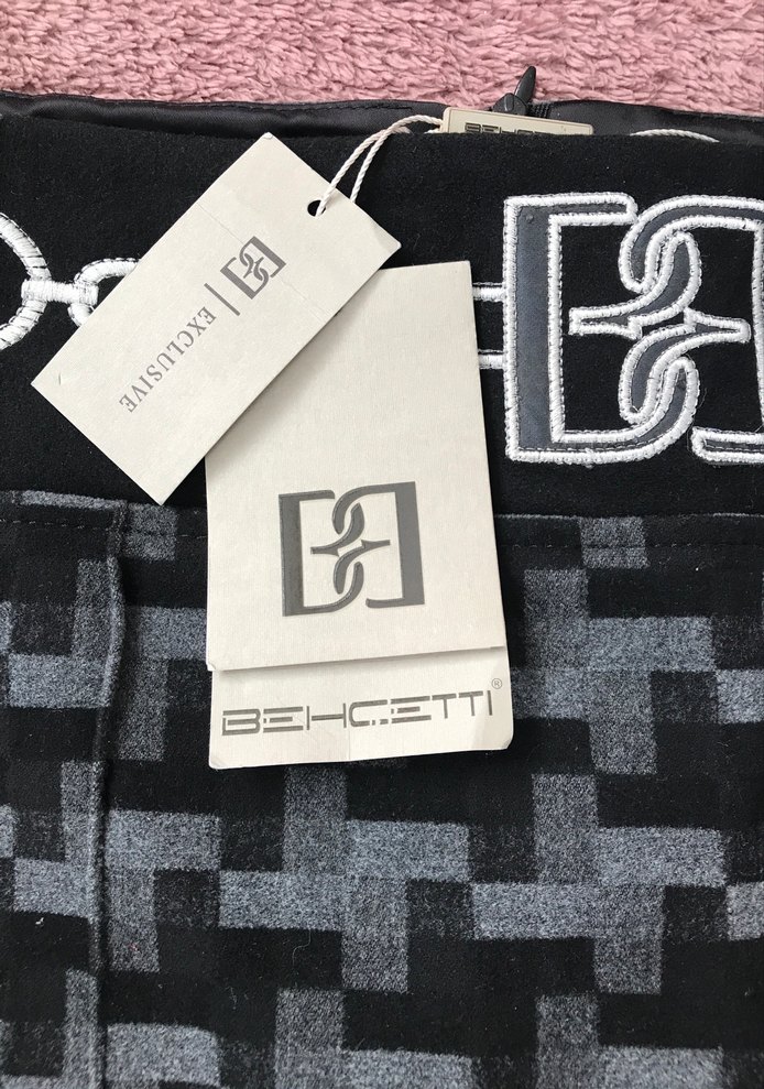 Bechetti İtalia Desenli Gri Midi Kalem Etek - Görsel 2