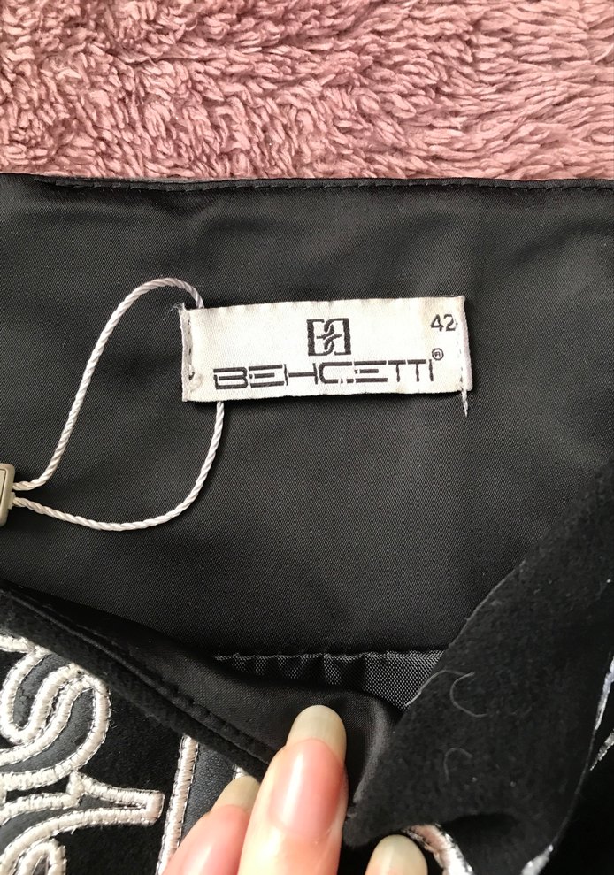 Bechetti İtalia Desenli Gri Midi Kalem Etek - Görsel 3