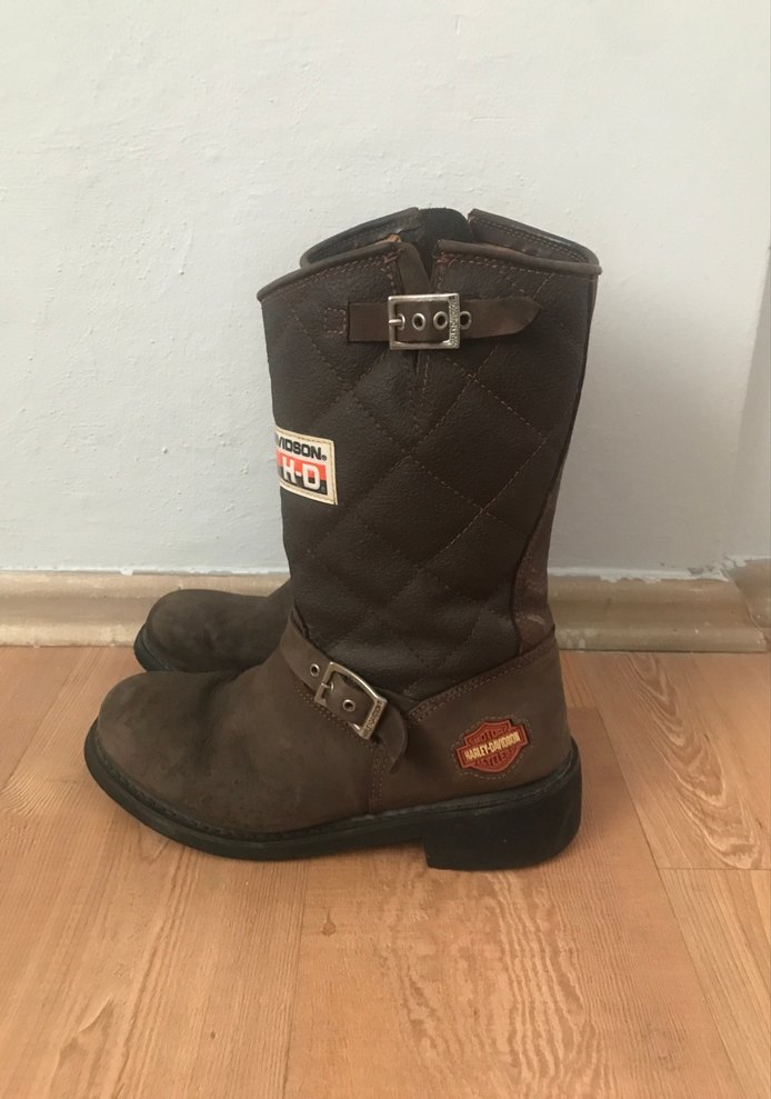 Kahverengi Orijinal Harley Davidson Deri Biker Botlar - Görsel 3