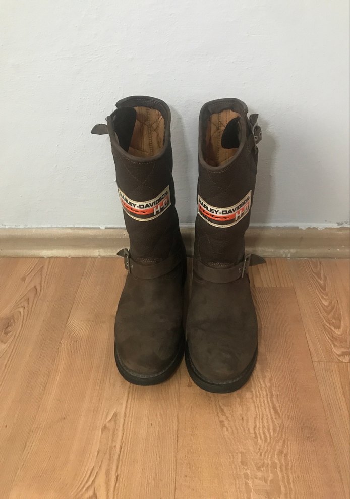 Kahverengi Orijinal Harley Davidson Deri Biker Botlar - Görsel 2