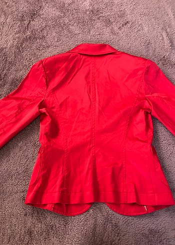 Kırmızı Vintage Düğmeli Kadın Blazer Ceket - Görsel 3