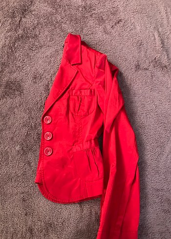 Kırmızı Vintage Düğmeli Kadın Blazer Ceket - Görsel 4