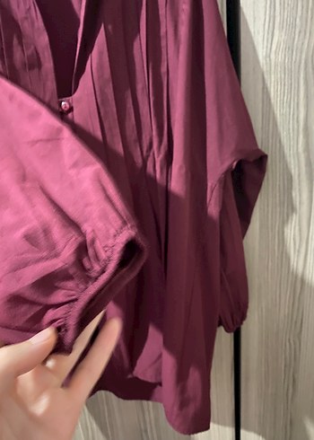 40 Beden bordo Renk Bordo Drapeli Uzun Kollu Midi Elbise