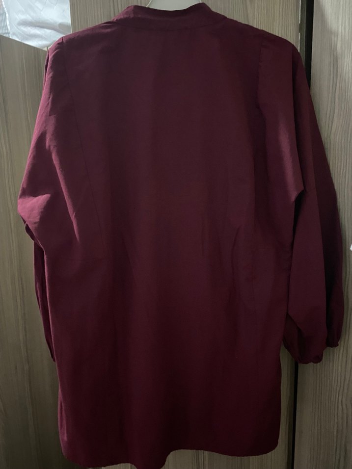 Bordo Drapeli Uzun Kollu Midi Elbise - Görsel 5