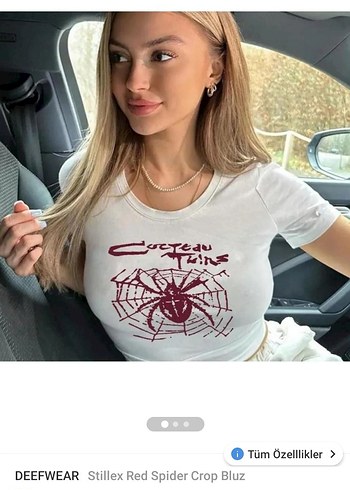 DEEFWEAR Kırmızı Örümcek Baskılı Crop Tişört