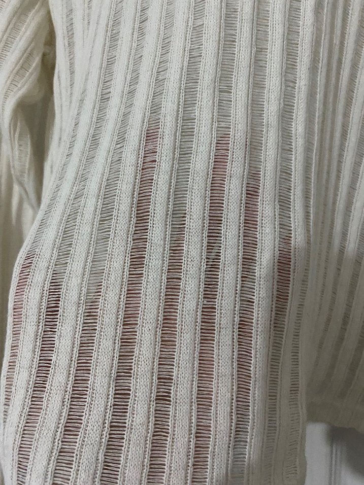 Kadın Beyaz Örgü Uzun Kollu Keten Kazak - Görsel 2