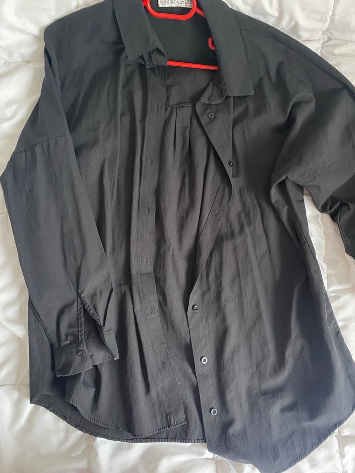 Siyah Düğmeli Oversize Kadın Gömlek - Görsel 2