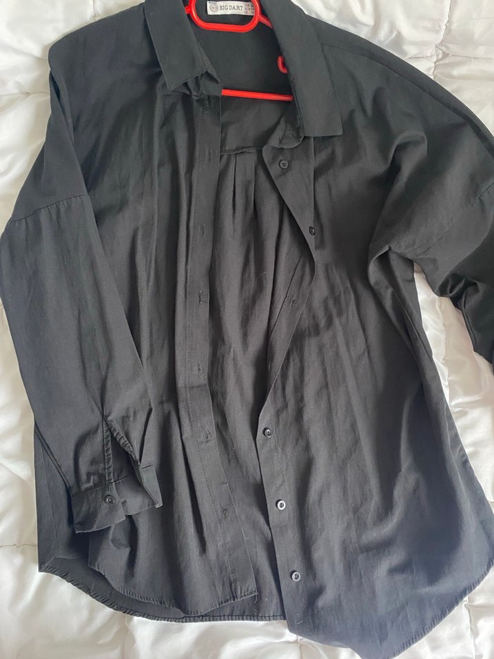 Siyah Düğmeli Oversize Kadın Gömlek - Görsel 3