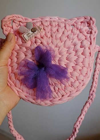 Pembe Örgü Çocuk Çantası