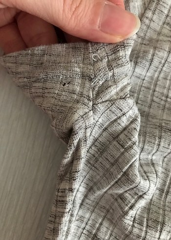 Gri V Yakalı Kısa Kollu Uzun Elbise - Görsel 4