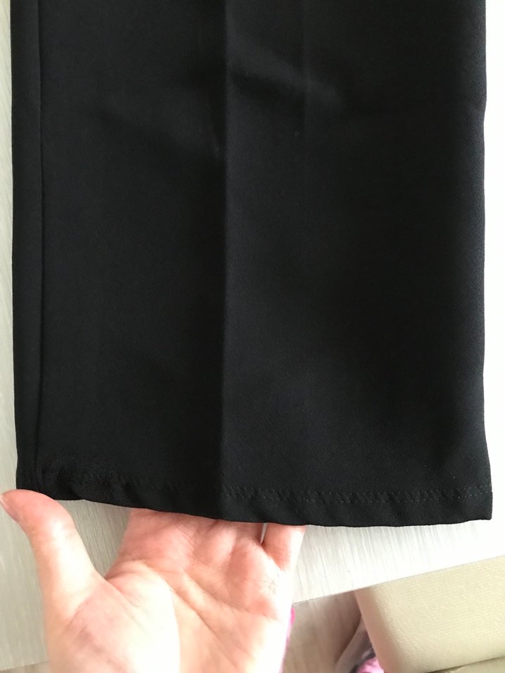 Siyah Kadın Midi Kumaş Bol Kesim Pantolon - Görsel 4