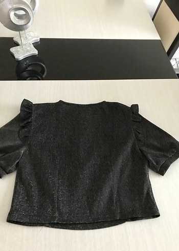 Gri Denim Fırfırlı Bluz - Görsel 3