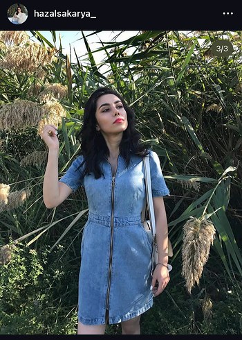 Fermuarlı Mavi Denim Midi Elbise - Görsel 7