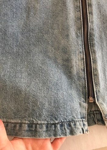 Fermuarlı Mavi Denim Midi Elbise - Görsel 4