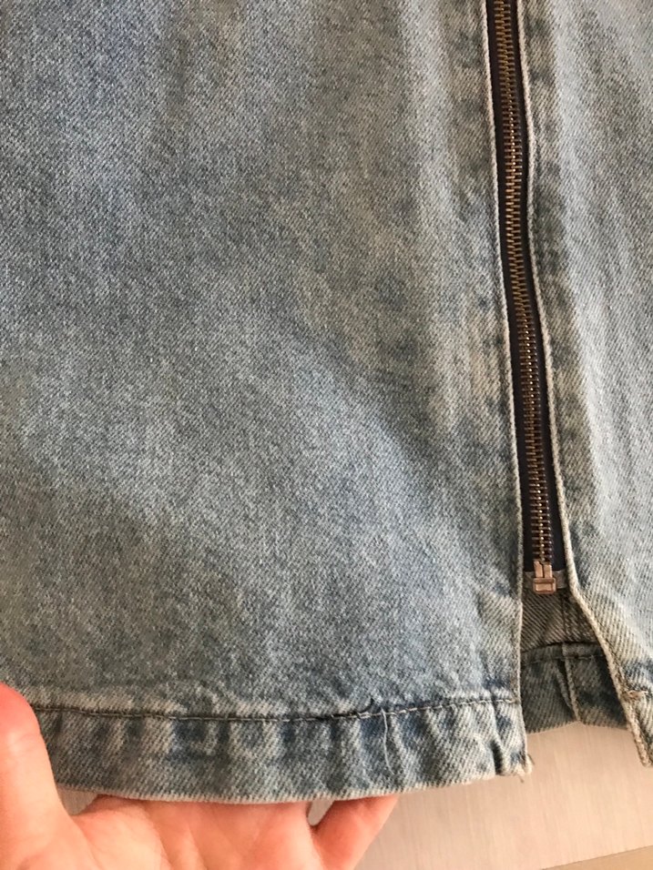 Fermuarlı Mavi Denim Midi Elbise - Görsel 4