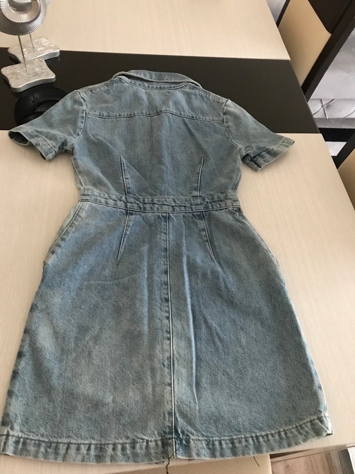 Fermuarlı Mavi Denim Midi Elbise - Görsel 2