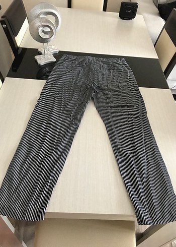 Çizgili Pilili Kadın Kumaş Pantolon - Görsel 2