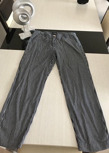 Çizgili Pilili Kadın Kumaş Pantolon - Görsel 5