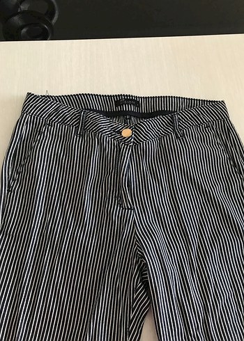 Çizgili Pilili Kadın Kumaş Pantolon - Görsel 7