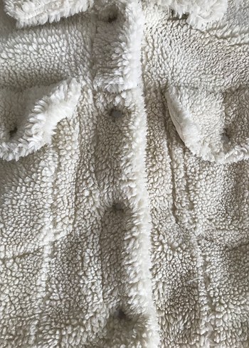 Beyaz Kadın Midi Boy Peluş Ceket - Görsel 15