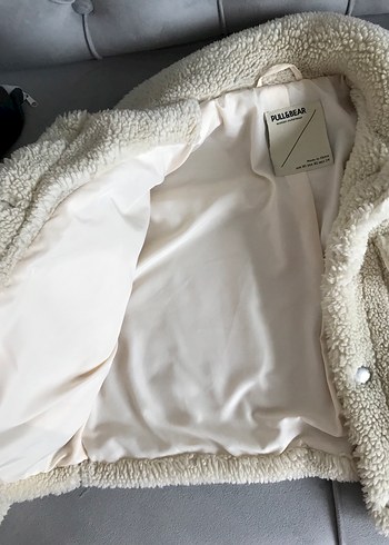 Beyaz Kadın Midi Boy Peluş Ceket - Görsel 8