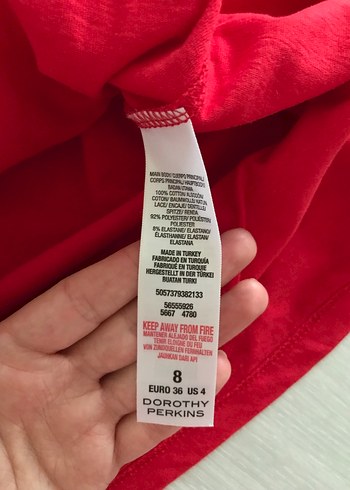 Dantel Detaylı Kırmızı Kısa Kollu Kadın Tişört - Görsel 6