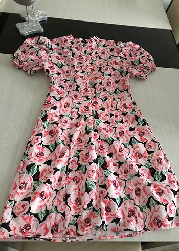 Pembe Çiçek Desenli Midi Bohem Elbise - Görsel 2