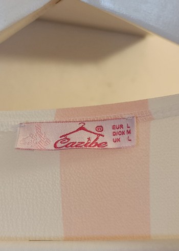 Pembe Çizgili V Yaka Düğmeli Kadın Gömlek - Görsel 2