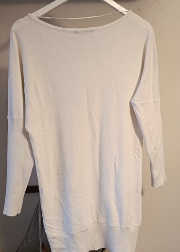 Beyaz Kadın Pamuklu Yarasa Kol  Kazak - Görsel 3