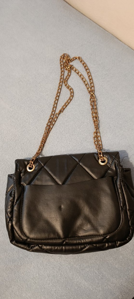 Zincir Detaylı Siyah Deri Kadın Çanta - Görsel 2