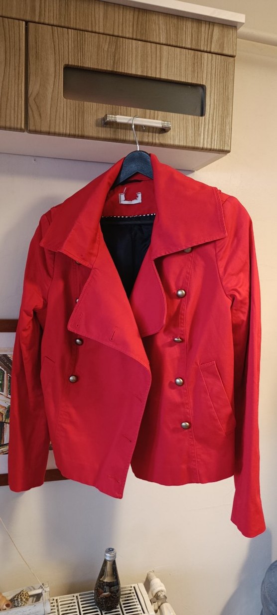 Düğmeli Kırmızı Midi Ceket - Görsel 2
