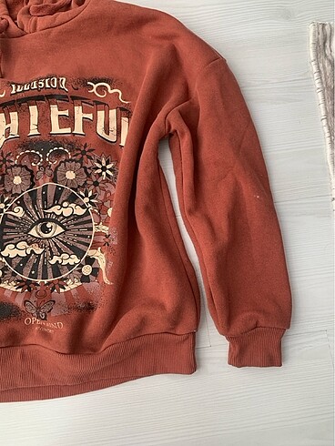 xs Beden kahverengi Renk Koton Sweatshirt Oversize