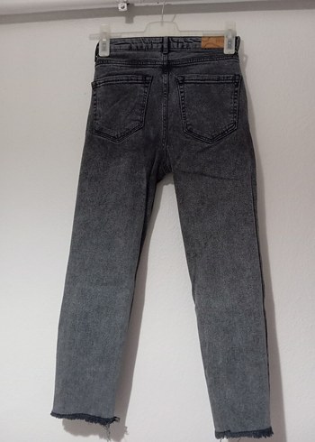 38 Beden Gri Desenli Kadın Denim Pantolon
