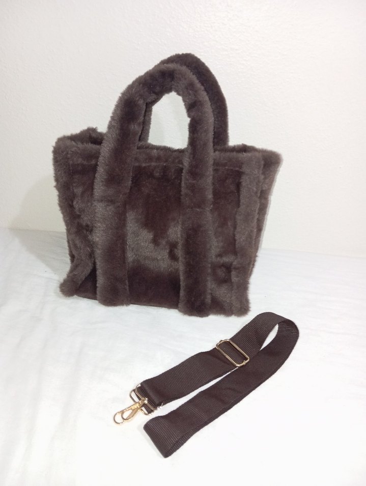 Change time the tote bag Tavşan Pelüş Tote Kol Omuz Çapraz Çanta - Görsel 5