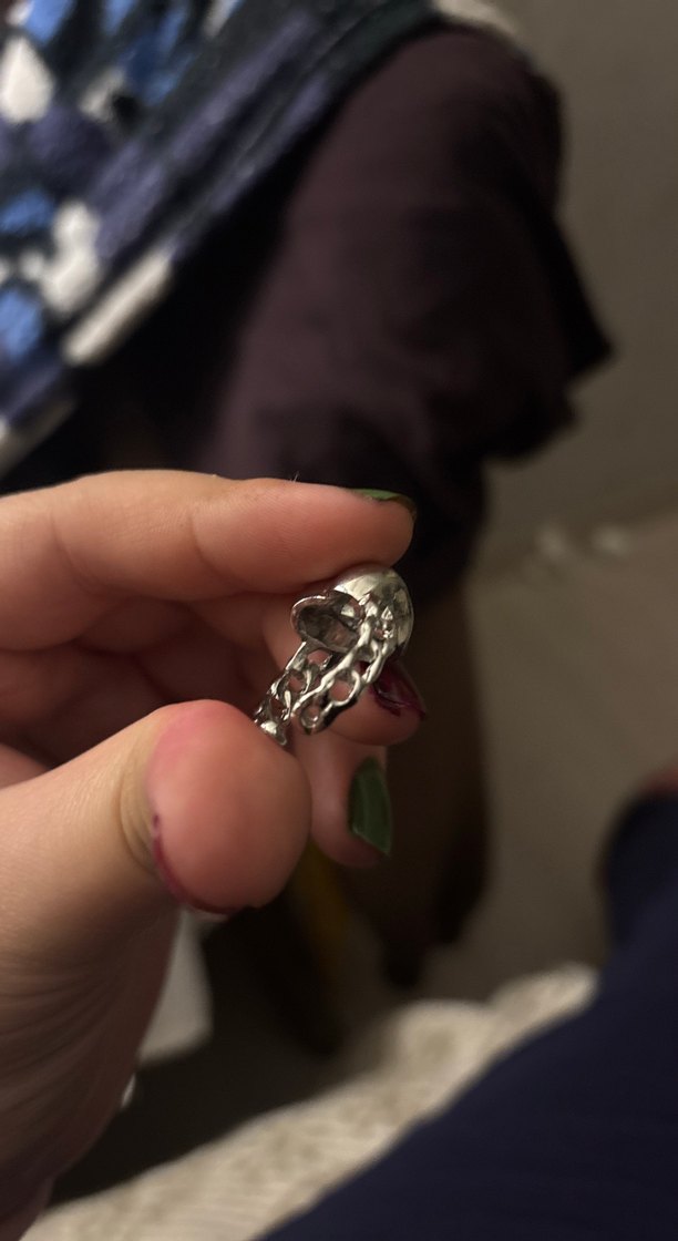 Pembe Kalp Detaylı Gotik Kadın Yüzük - Görsel 2