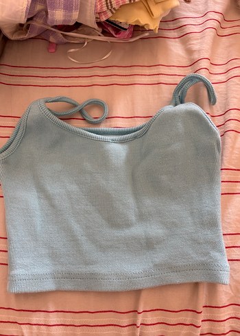 Standart Beden Beden Mavi Örme Kız Çocuk Askılı Atlet small